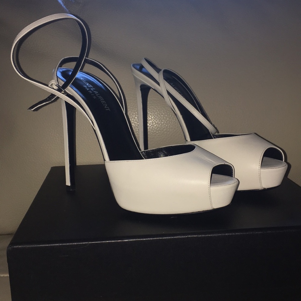 Saint Laurent White Platform Heels- size 39